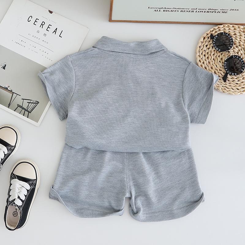 Children's Set Summer Children's Wear Boys' Summer Polo Shirt Thorn Sports Embroidery Set T-shirt+Shorts Two Piece Set