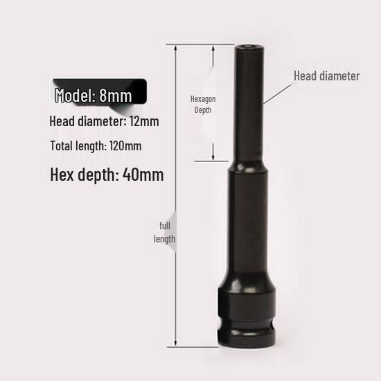 Electric Wrench 1/2 Square Thin-Walled Extended Socket 6mm