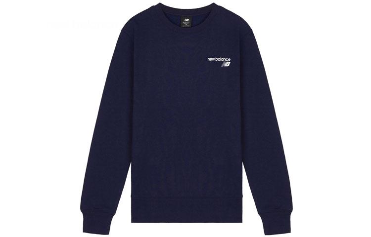 New Balance Athleisure Crew Neck Fleece Lined Pullover Knitted Fabric Sweatshirt Winter Men s Dark Blue MT03911-PGM S