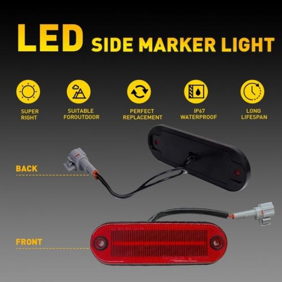 For 1996-00 Toyota RAV4 Red Rear Bumper LED Side Marker Lights Left Right 2X EOA