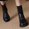 Women's Boots 2025 Autumn/Winter Thick Bottom Short Boots Knitted Elastic Socks Boots Thick Heel Leather Shoes Women