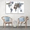 Three Piece Picture Canvas Print World Map Abstract