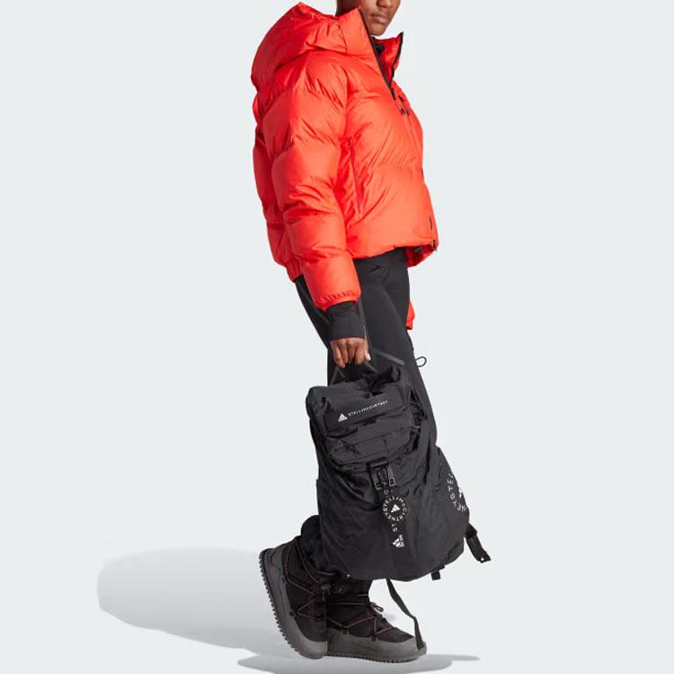 Adidas X Stella McCartney Truenature Kurze Gepolsterte Winterjacke mit Kapuze und Logo-Patch Damenjacke Rot IL9614