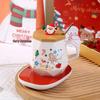 Creative Christmas Cartoon Santa Claus Ceramic Coffee Mug Gift Set