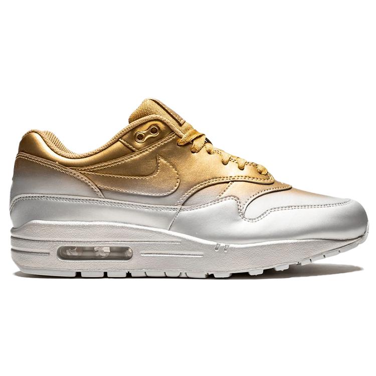 New Nike Air Max 1 Lx Metallic Gold Metallic Platinum Women's 917691-700