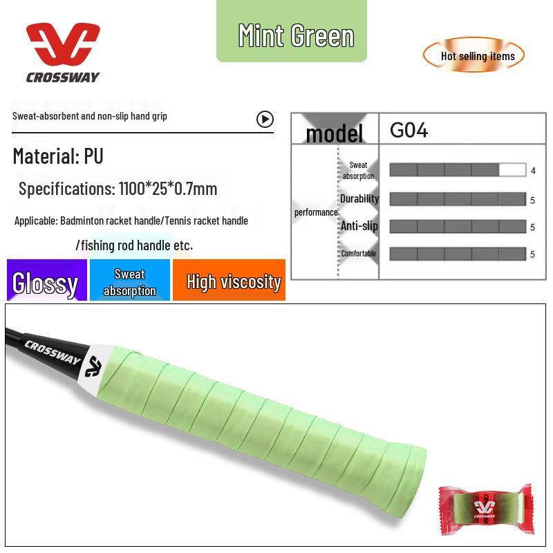 Candy Anti-Slip Sweat-Absorbent Badminton/Tennis Racket Grip - Shock-Absorbing, Individually Packed.