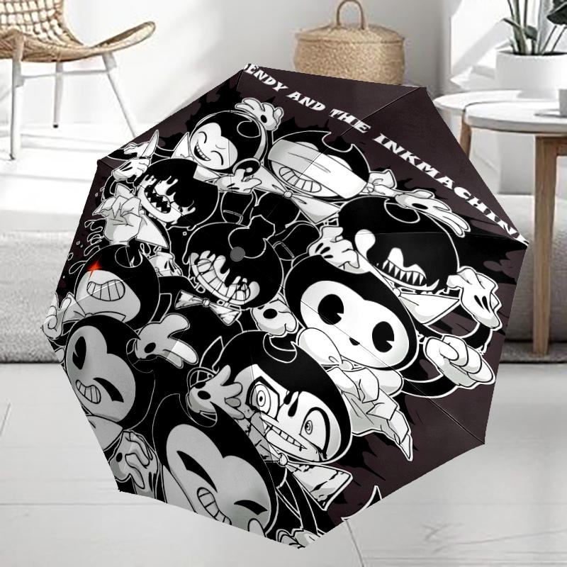 Bendy and the Ink Machine Theme Automatic Umbrella, Lightweight & Portable, 8 Rib, Perfect for Outdoor Travel, Birthdays, Christmas, Gifts.
