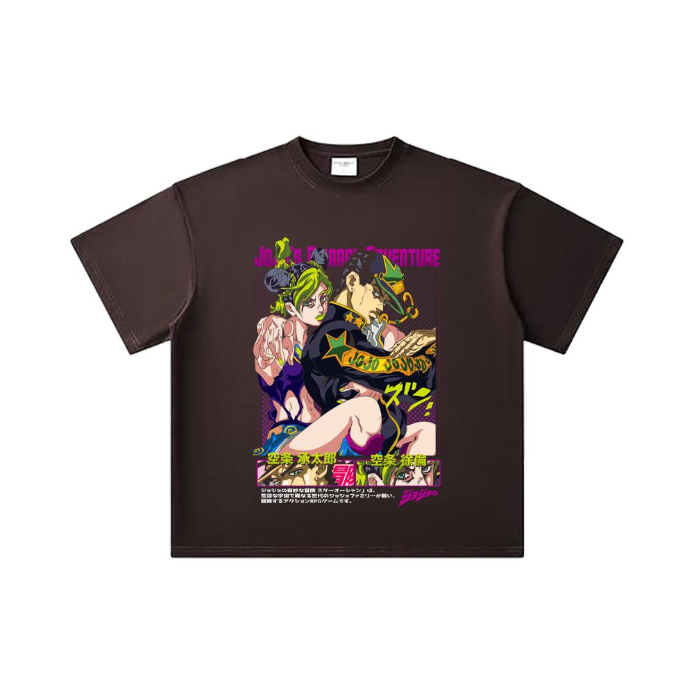 260 GSM Double Yarn 32 Count 100% Cotton Jojos Bizzare V1 Jotaro Jolyne Print Unisex Heavy Cotton T Shirt