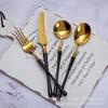 Holy Fire Black & Gold Stainless Steel Cutlery Set: Knife, Fork, Spoon for Western Cuisine