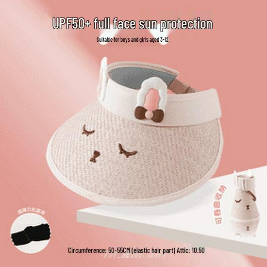 Children's Summer Sun Hat with UV Protection - Breathable, Large Brim, Cute Cartoon Design
