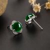 Elegante grüne Chalcedon- und Diamant-Zirkon-Pflaumenblüten-Ohrringe