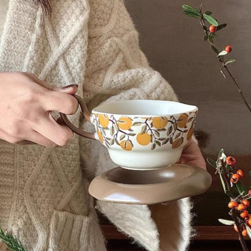 Nordic Minimalist Coffee Cups Niche Retro High Appearance Level French Afternoon Tea Exquisite Souvenir Cup Set High End Ins