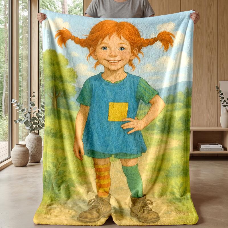 Coperta Morbida in Flanella Leggera Accogliente Camera da Letto Soggiorno CopertaPippi Calzelunghe