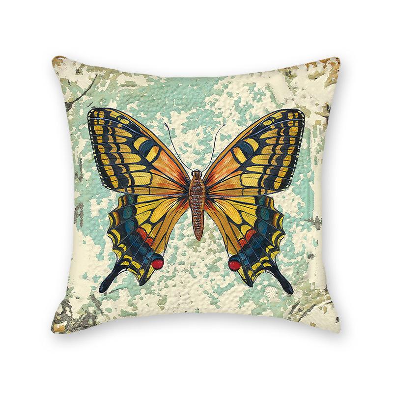 Hug Literary Retro Butterfly Flower Print Pillow Home Bedroom Sofa Decorative Cushion Cushion Cover