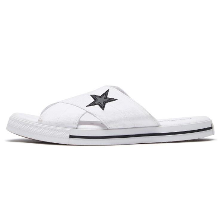 (WMNS) Converse One Star Slide Canvas White Slippers White Black Women s 565530C EU 39