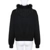 Y2K autumn and winter black zipper hooded sweatshirt