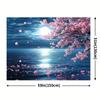 2D Printed Moonlight Cherry Blossom Sea Tapestry for Home Decor