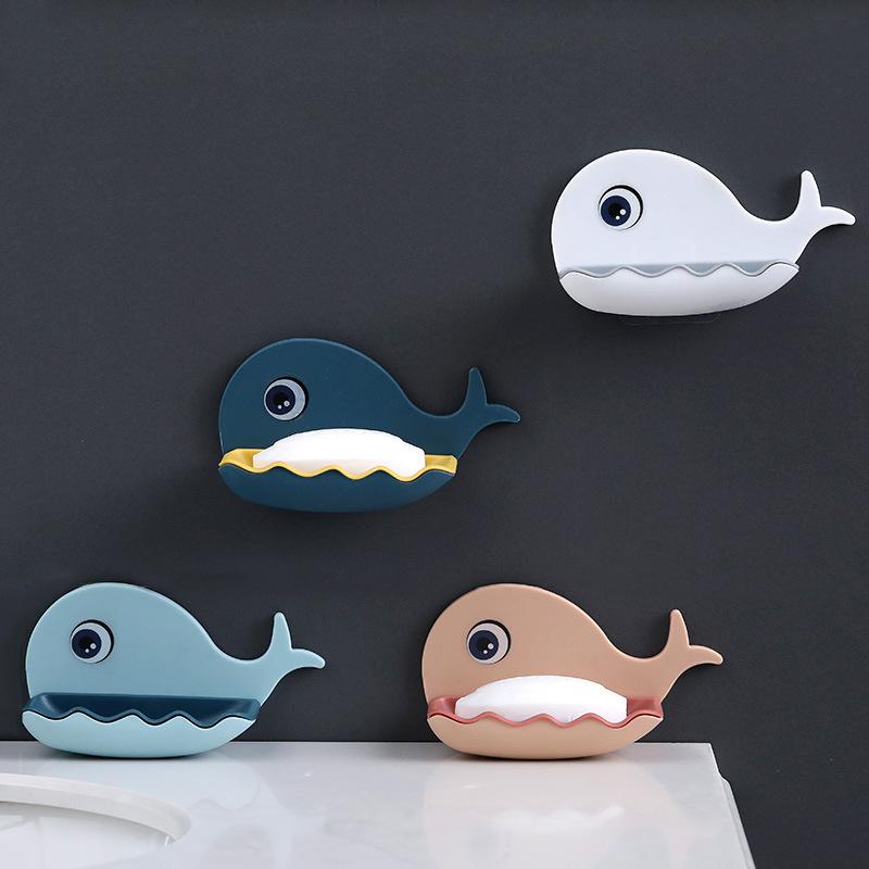 Cartoon Soap Box Drain Soap Holder Box Bathroom Shower Soap Holder Sponge Storage Container Plate Tray Bathroom Accessories