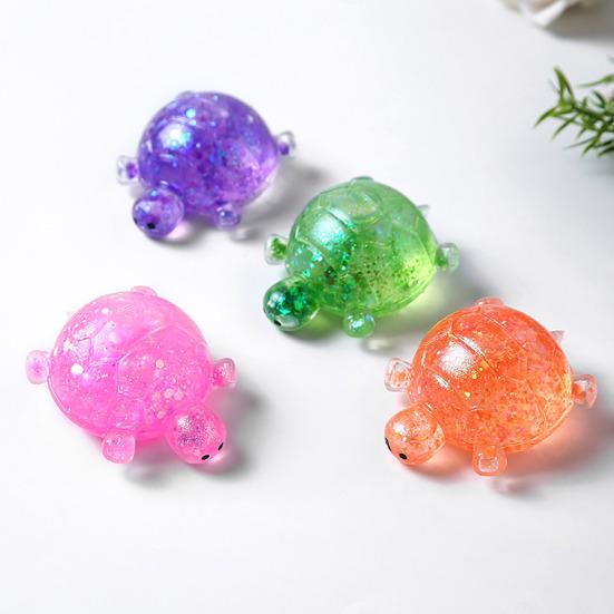 1/4Pcs Glitter Turtle Sugar Stress Ball Anxiety Relief Clear Tortoise Squeeze Toy Stretchy Slow Rising Relaxing Animal Pinch Fidget Toy