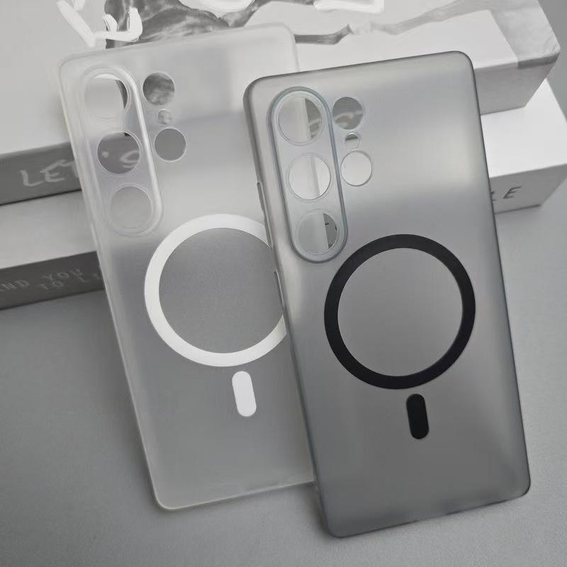 For Magsafe Frosted Soft TPU Case for Samsung Galaxy S24 S25 S26 Ultra S23 Plus Matte Magnetic Wireless Charging Thin Slim Cover