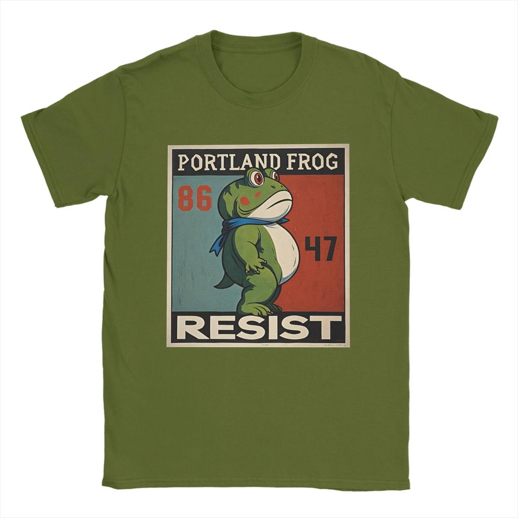 Men's T-Shirts Resist Frogs Portland Frog Stand Strong No Kings In America Since 1776 Cotton Tee Shirt Short Sleeve  T Shirts