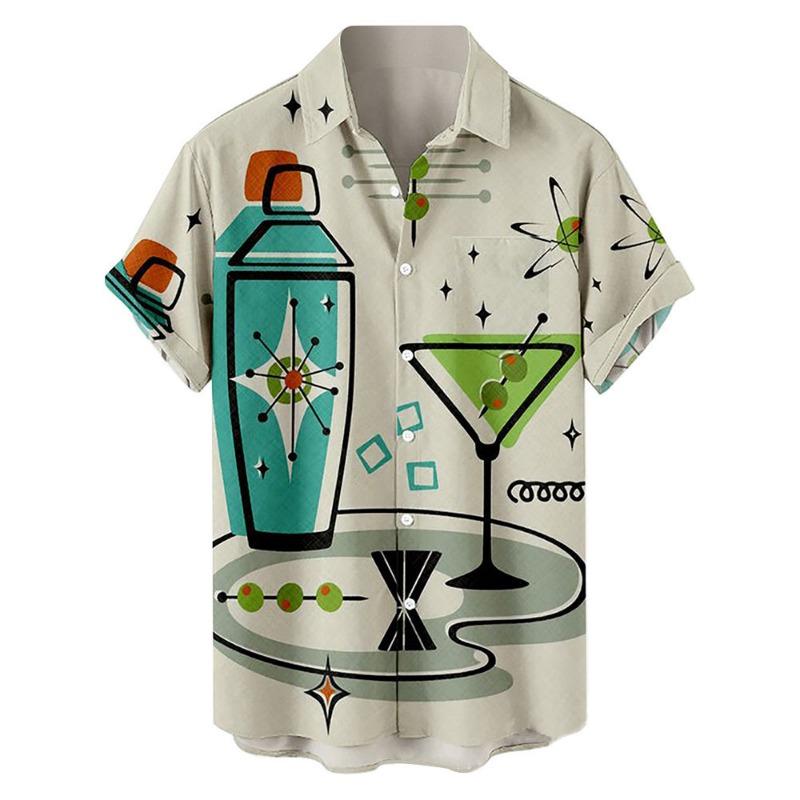 Summer Fashion VacationPrinted New Casual Lapel Short Sleeve Thin Hawaiian Flower Shirt Men's Affordable Cardigan