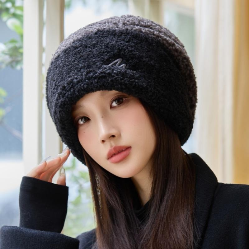 Hat Women's Autumn and Winter Lamb Fleece New Fleece Thickened Cycling Hat Cold-proof Windproof Ear Protector
