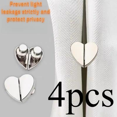 [Herzförmige Magnethaken] 4 Stück Herzförmige Magnethaken für Duschvorhänge aus Aluminiumlegierung | Beschwertes, auslaufsicheres und rutschfestes Design | Abnehmbarer Schnappverschluss