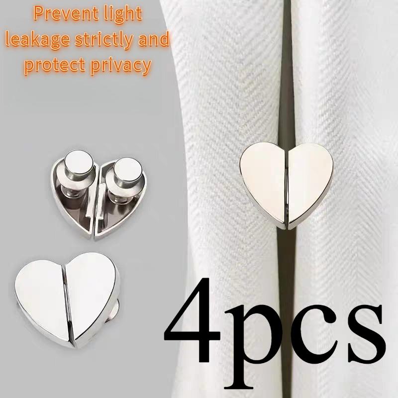 [Herzförmige Magnethaken] 4 Stück Herzförmige Magnethaken für Duschvorhänge aus Aluminiumlegierung | Beschwertes, auslaufsicheres und rutschfestes Design | Abnehmbarer Schnappverschluss