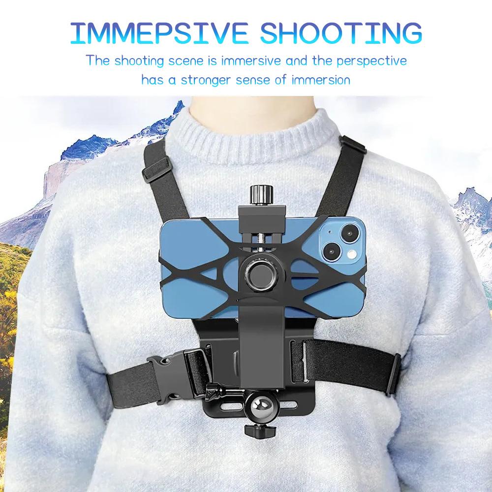 Phone Chest Mount Strap Belt Harness 360° Rotation Phone Clip Holder For iPhone 17 18 Pro Max 16 15 Smartphone Gopro Hero 10 9 8 6