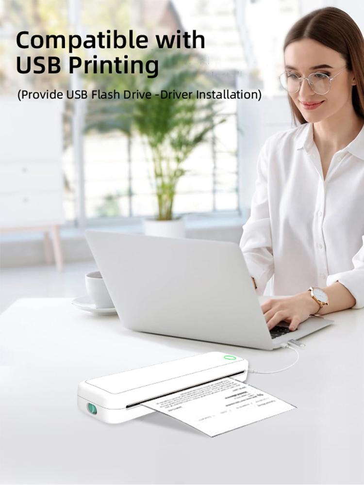 Thermal A4 Mobile Printer Inkless Bluetooth-Compatible Wireless Portable Printer with Printing Paper Min Portable A4 Label Maker