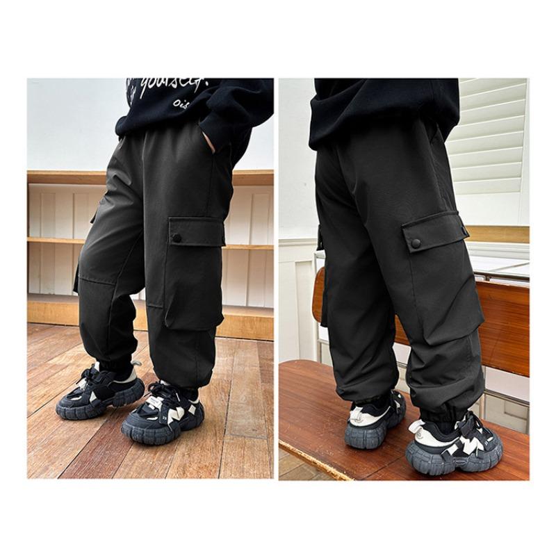 Boys Big Kids Casual Windproof Waterproof Solid Cargo Hiking Trousers