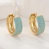 Luxurious Sparking Wide-faced Inlaid Synthetic Zirconia Hoop Earrings Women  Exquisite Party Banquet Jewelry Accessories