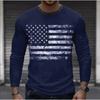 Distressed US Flag Print Long Sleeve T-Shirt, Casual Men's Top