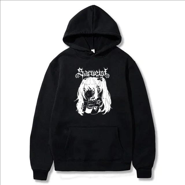 The Girl Print Pattern Pullover Women Harajuku Casual Trip Outdoor Sweatshirt Autumn And Winter Fleece Cotton Loose Hoodie