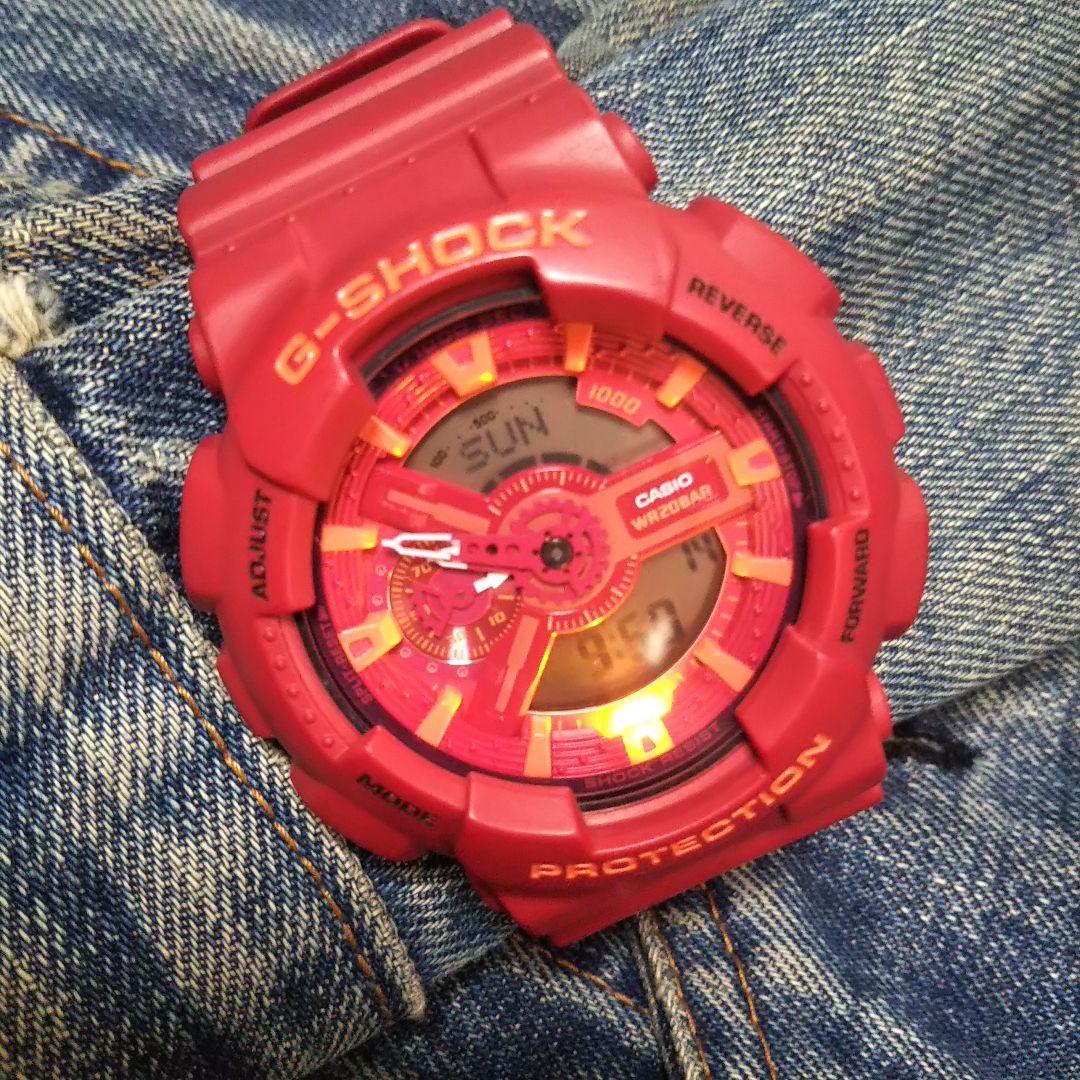 Used Good Condition CASIO G-SHOCK Red Ana-Digi Watch