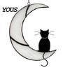 Decorative Hanging Ornament Acrylic Cat Pendant with Chain, Animal for Window Crescent Wall Decor, Cute Lover Gift Home Room Decoration Light