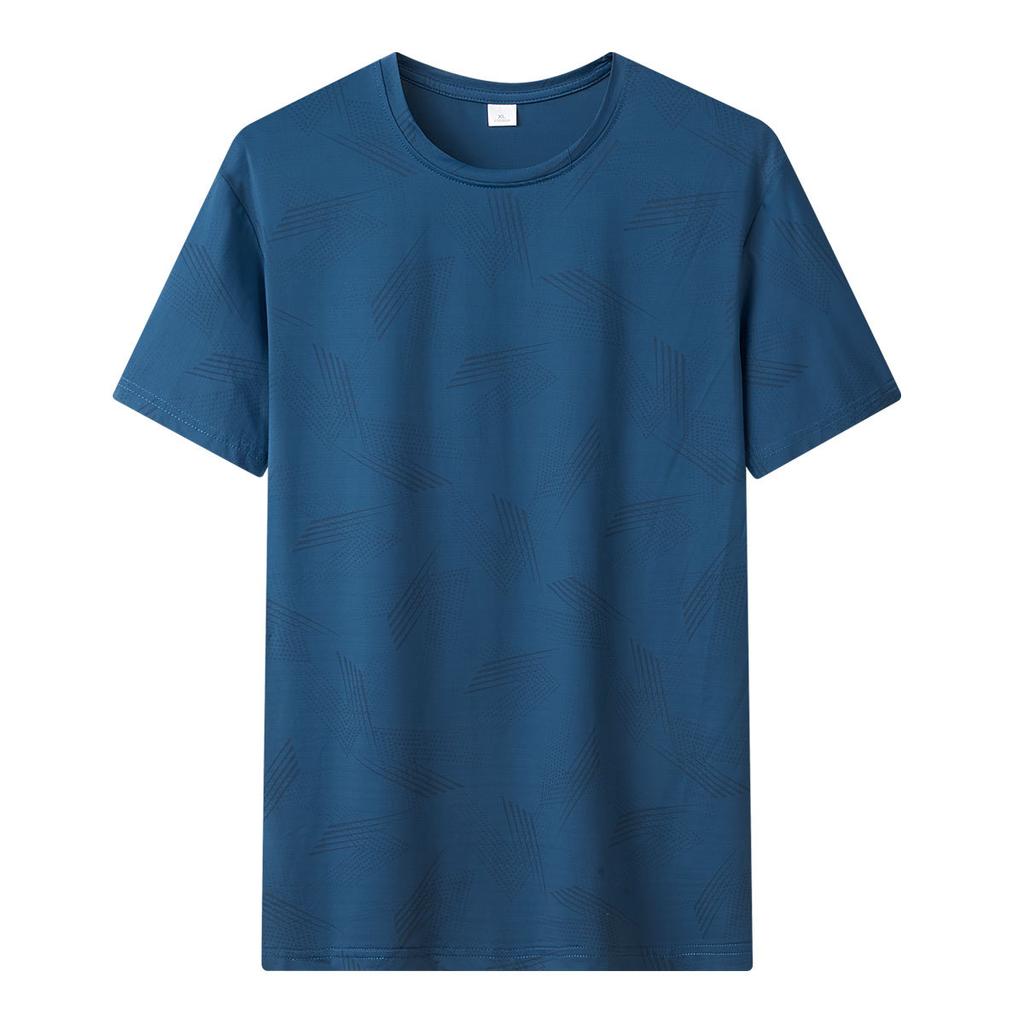 Men's Ice Silk T-shirt, Men's Summer Loose High Elasticity Sports Short Sleeved T-shirt