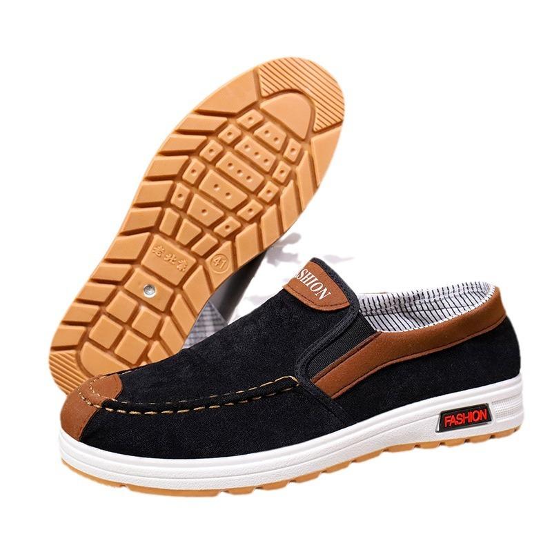 Old Beijing Men's Shoes Spring and Summer New Men's Casual Shoes One-pedal Breathable Canvas Shoes Middle-aged and Elderly Comfortable Walking Shoes