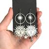 Bohemia Retro Sliver Color Human Face Sun Stars Tassels Pendant Dangle Earrings for Women Stainless Steel Jewelry Accessory Gift