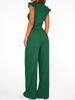 Women's 2026 Summer Solid Color Two-Piece Set with Ruffle Wide-Leg Pants