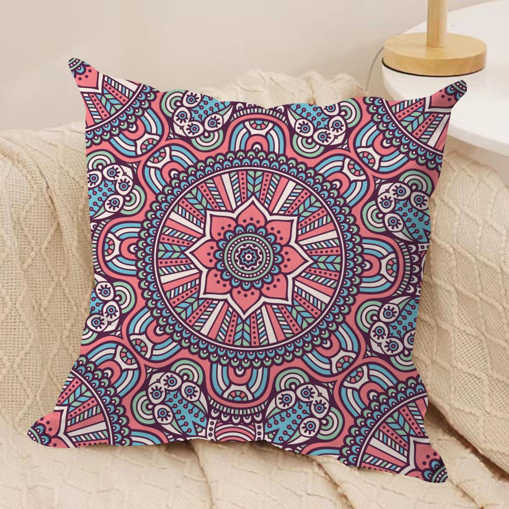 Mandala Cushion Cover Silky Short Plush DoubleSided Printed Pillow Case for Sofa All Seasons Home Decor Gift