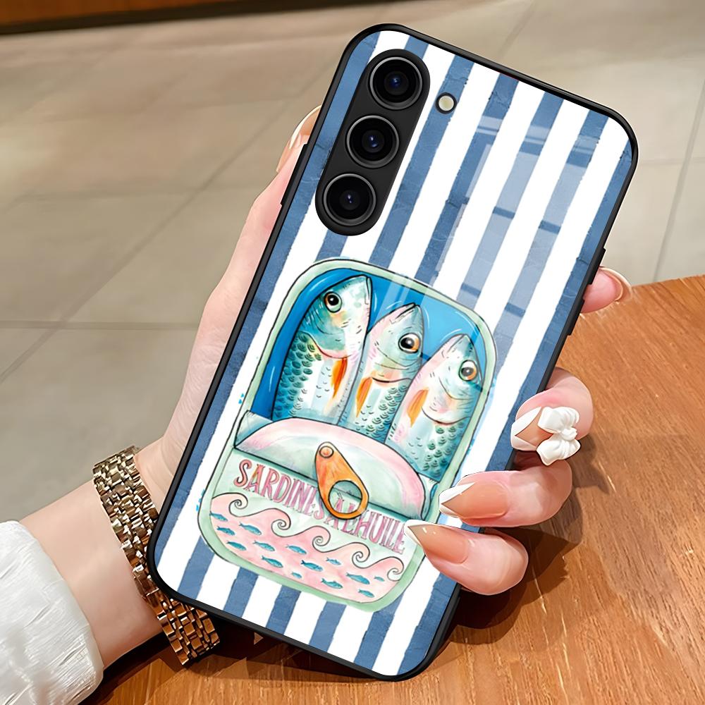 Fish Funny Sardines Phone Case For Samsung S26 S25 Edge Ultra S23 S22 S21 S20 Ultra Plus S24 Fe A54 A53 A25 Glass Cover