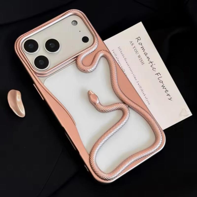 Luxury Large Hollow Electroplated Snake Case for iPhone 17 16 15 14 13 12 11 Pro Max Plus Plating Armor Cooling 3D Phone Cover