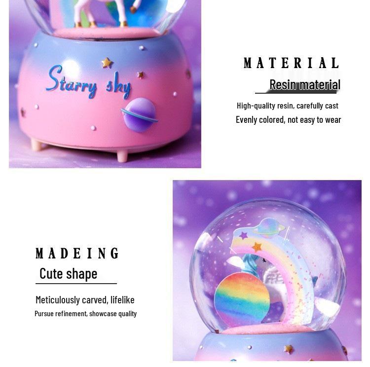 Starry Sky Unicorn Crystal Ball Music Box - Qixi Festival Gift Ornament