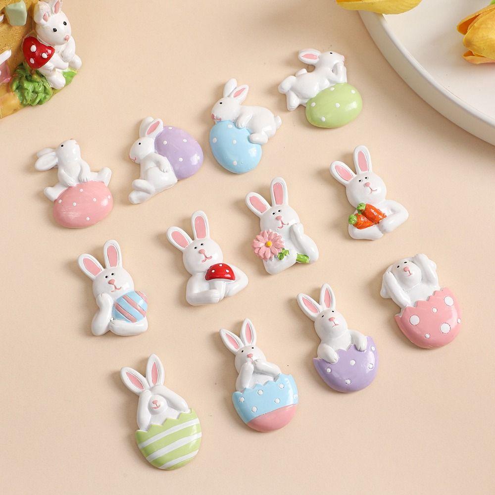 4Pcs Happy Easter DIY Easter Bunny Stickers Cartoon Resin Easter Decorations Kawaii 3D Refrigerator Stickers Party Decoration