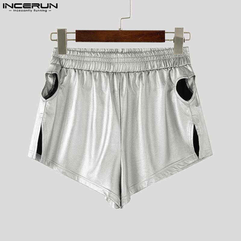 INCERUN Women Men Elastic Waist Glitter Back Hollow Fitted Mini Pants Shorts