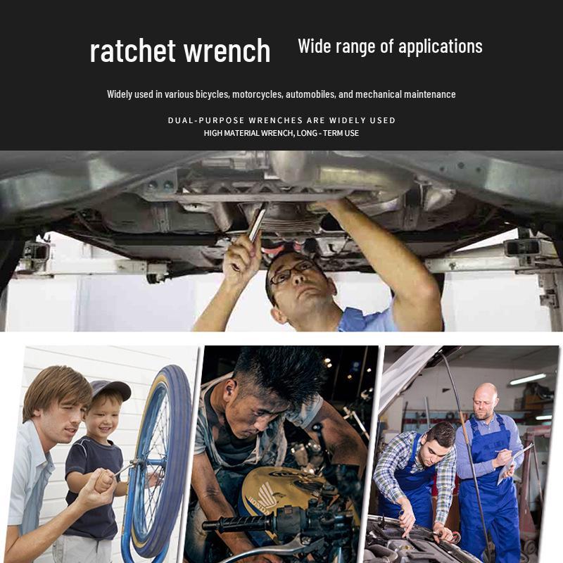Dual-Head Ratchet Wrench 6-32mm, 72-Tooth CRV, Quick-Release Open-End & Plum Blossom Design