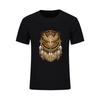 Hip Hop Cotton T Shirts For Mens Discount Beadwork Great Horned Owl Mandala T