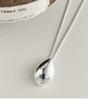 Water Drop Pendant Necklace for Women 925 Sterling Silver Glossy Sweater Chain Fashionable Long Fine Jewelry